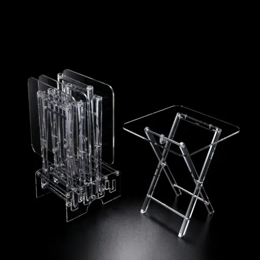 [6924111701531] ACRYLIC TABLE 4PCS/SET CLEAR