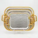 TRAY GOLDEN SLIVER SQUARE 3PCS/SET