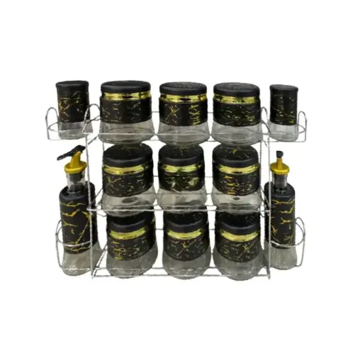 [6202300089103] GLASS STORAGE JAR 14PCS/SET JY-8910
