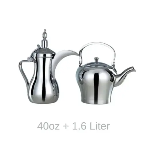 [6922356853335] Silver Coffee & Tea Pot Set – 1.6L + 40oz Premium Stainless Steel Set