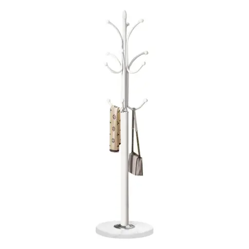 [8314862481368] CLOTH HANGER WITH MARBLE BASE WHITE