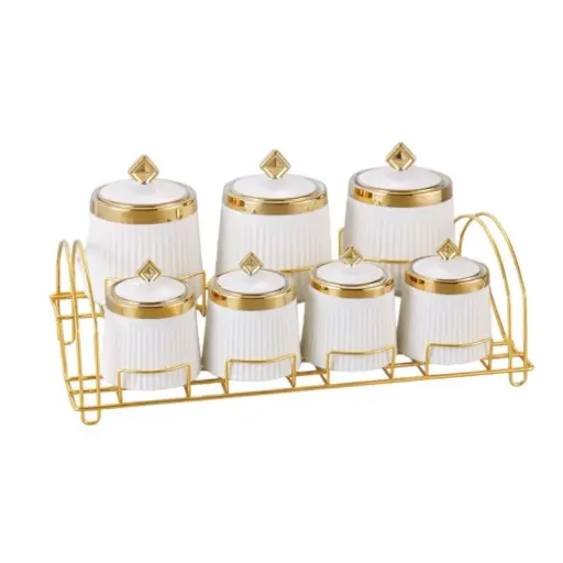 [6901674200014] SEASONING JAR 7CANISTERS WITH METAL STAND