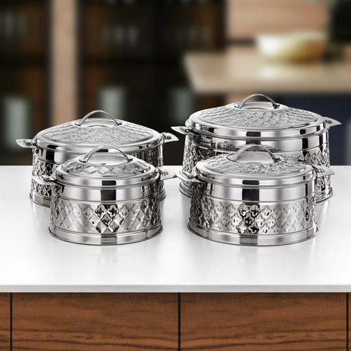 [3757602936752] Diamond Collection 4-Piece Insulated Hot Pot Set – Silver (3L, 4L, 6L, 9L)