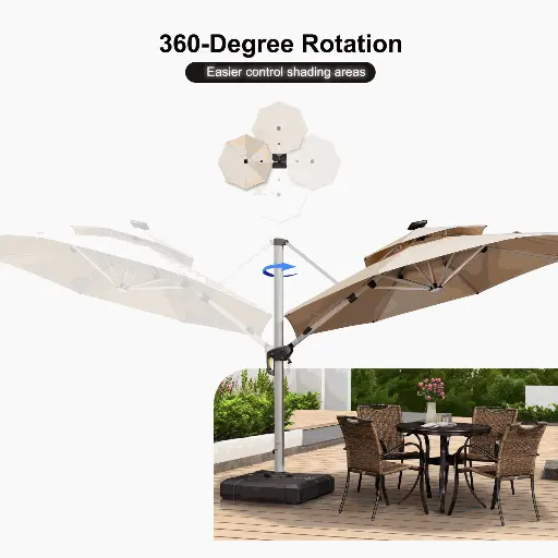 [HY-1096] Solar LED Light Bars Patio Outdoor Umbrella 3m