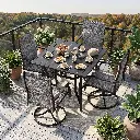 Premium 5-Piece Outdoor Swivel Dining Set – Square Metal Table with 4 Swivel Armchairs