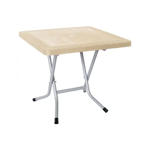 [GH-IN-523] Square folding wicker table with metal base-80cm