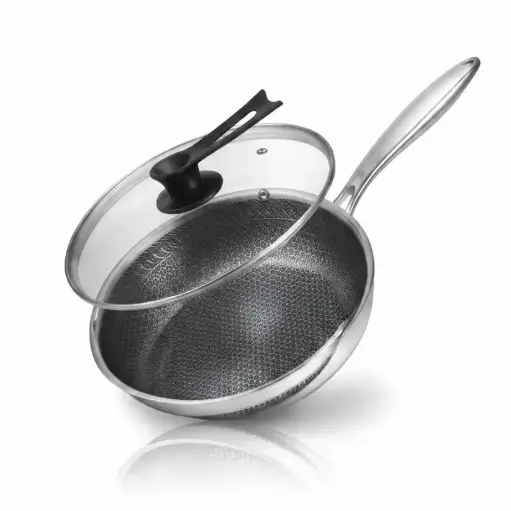[6855571111334] 430-SS THREE PLY STEEL WITH FROSTED HANDLE 32CM