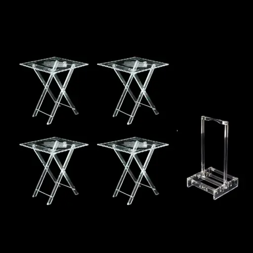 [6924111701517] ACRYLIC TABLE 4PCS/SET SLIVER (HY250182-17015-2)