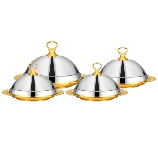 [6990851478179] SS  TRAY  WITH COVER 42,48,52,58CM (4PCS/SET) HY25-1119-11-1