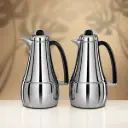 ALMARJAN VACUUM FLASK SET 1L + 1L SILVER & BLACK (FG825AB-100 C/BL)