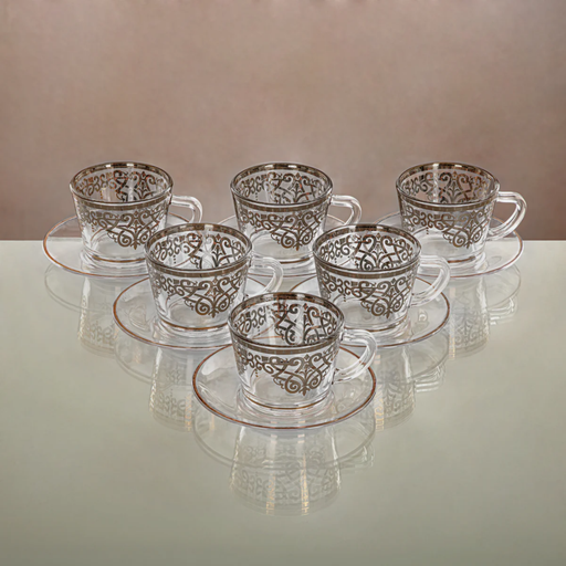 [2000080042066] 12 PCS TEA CUP & SAUCER 1469B-0011P-YCS-SIL