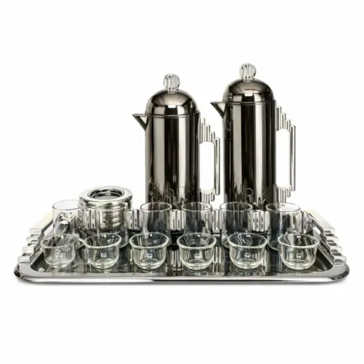 [6975867578310] طقم أكواب شاي 18 قطعة موديل FG820 فضي