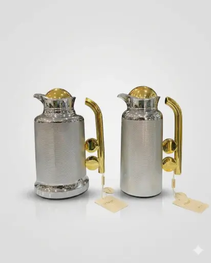 [6900250913058] VACUUM FLASK GOLDEN/SLIVER  1L + 0.7L 2PCS/SET YBIA IN:HY260018-3