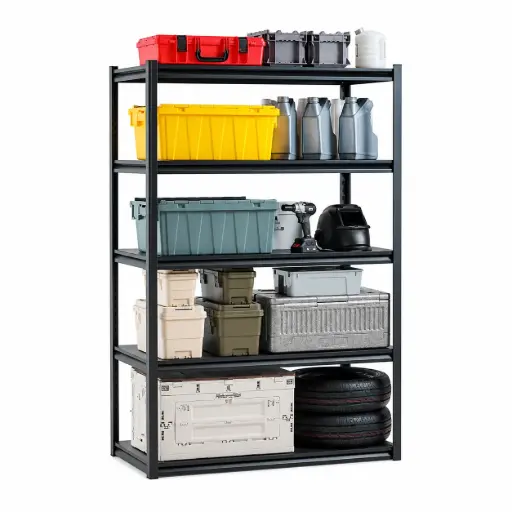 [HY25224-5] رف تخزين معدني متين بخمسة أرفف، 80 × 40 × 183 سم